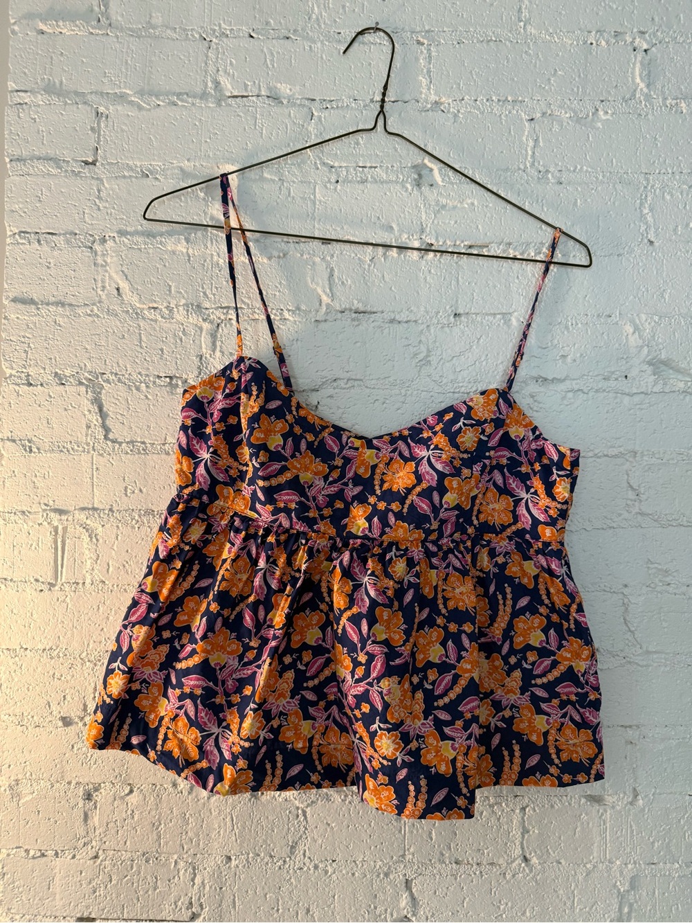 J. Crew Navy Floral Peplum top